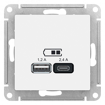 Systeme Electric AtlasDesign Белый USB A+С, 5В/2,4 А, 2х5В/1,2 А, механизм