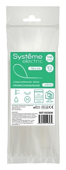 Systeme Electric Стяжка кабельная 150х3.6 Белая (100шт)