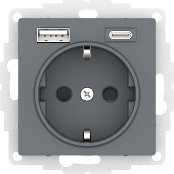 Systeme Electric AtlasDesign Грифель Розетка 16А с USB A+C (5В/2,4А/3 А, 2х5В/1,5А), мех