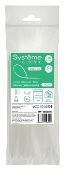Systeme Electric Стяжка кабельная 200х4.8 Белая (100шт)